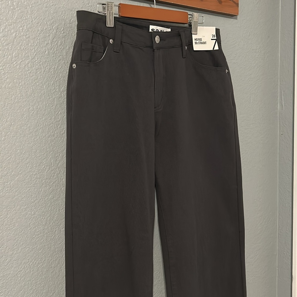 NWT S.O.N.G Gray 90s Mid Rise Straight Leg Jeans Size 7 - Picture 2 of 11